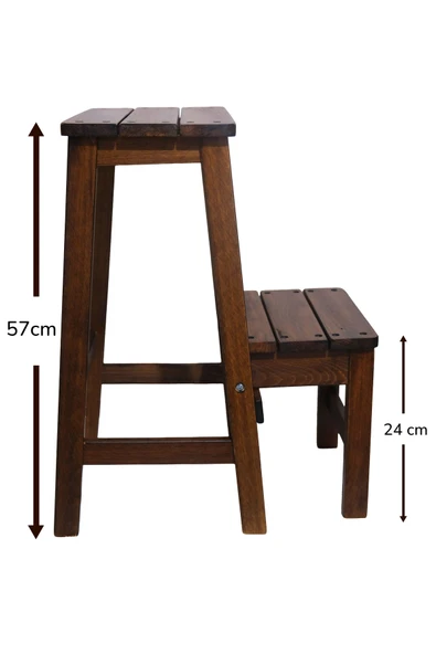 ARMES EV CONCEPT Ahşap Merdiven Tabure – 2 Basamaklı - Sağlam, Şık ve El Yapımı - Resim 4