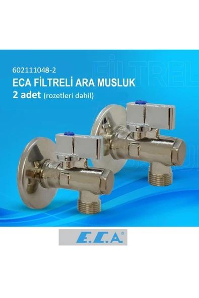 Eca 1/2" Filtreli Ara Musluk Krom Volanlı - 2 Adet (Rozet Dahil) 602111048-2 - Resim 2