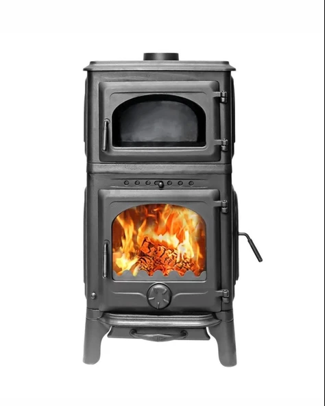 Reyo Stove Mengücek Üç Camlı Yan Kapak Fırınlı Döküm Şömine Soba - Resim 5