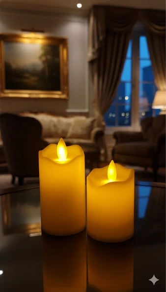 2'li Titreyen Alevli Beyaz Led Mum Yılbaşı Süsü - Resim 2