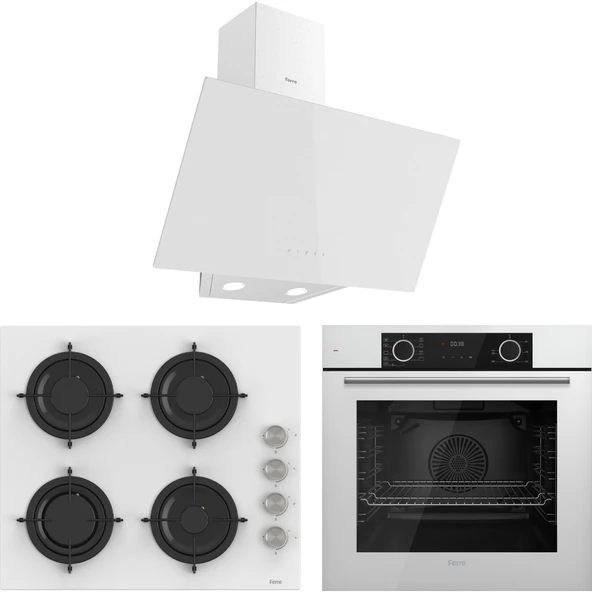 Ferre Ultra Fryart Cs Serisi Beyaz Ankastre Cam Set (D078 + CS206 + XE63CB) ürün görseli 1