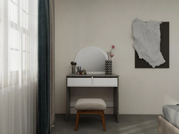 Huzur Makyaj Masası Hanoi-Beyaz ürün görseli 1