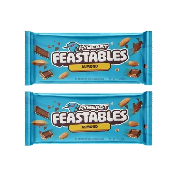 Feastables Mr Beast Almond Badem Parçacıklı sütlü Çikolata 60 gr x 2 Adet ürün görseli 1