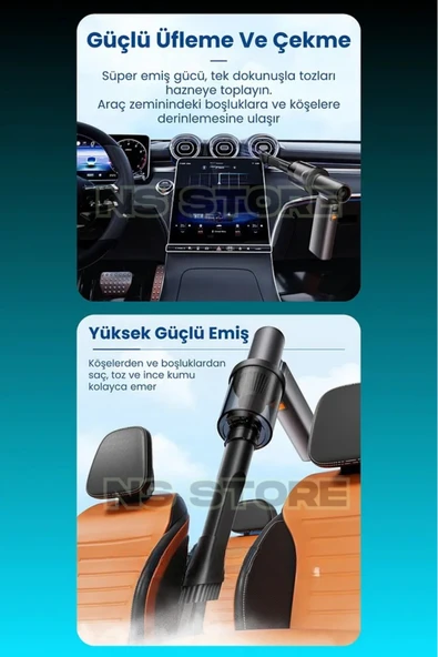 NS Store F1 Turbo Jet Fan – 130.000 RPM Ultra Güçlü Motor, 4000mAh Batarya, Vakum + Üfleme 2’si 1 Arada - Resim 5