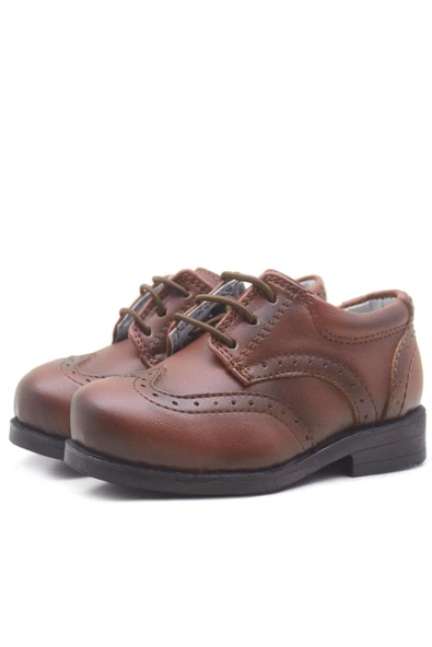 Rakerplus Titan Kahverengi Bağcıklı Klasik Erkek Bebek Ayakkabı - Resim 3