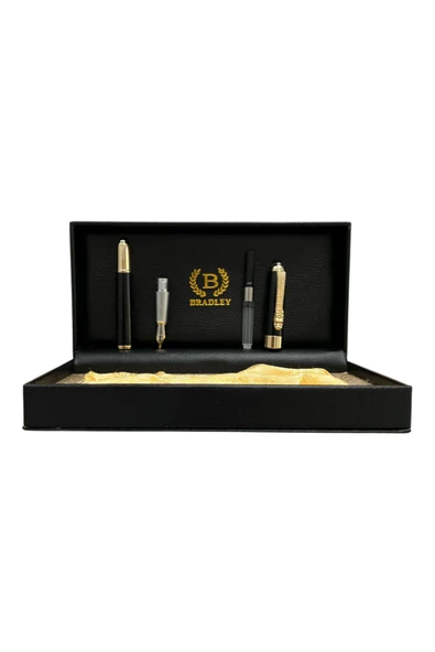 Premium Siyah Metal Dolma Kalem - Özel Şık Hediye Kutulu - Altın Detaylı - Resim 6