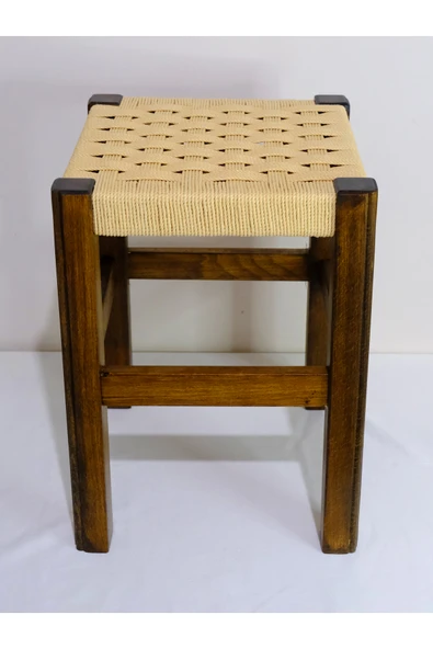 ARMES EV CONCEPT El Yapımı Ahşap Örmeli Hasır Tabure 40 cm | Şık ve Zarif Tasarım - Resim 5