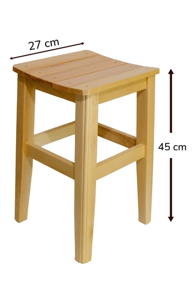 ARMES EV CONCEPT Doğal Ahşap Tabure El Yapımı Çıtalı (45 CM) – Rustik Tasarım, Sağlam ve Estetik - Resim 2