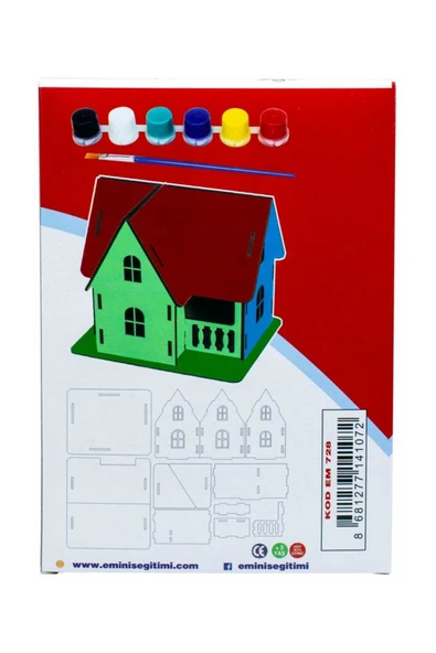 Kampus Kırtasiyem Ahşap Çiftlik Ev Villa Boyama Etkinlikleri Için Demonte Lazer Kesim Boyama Set - Resim 4