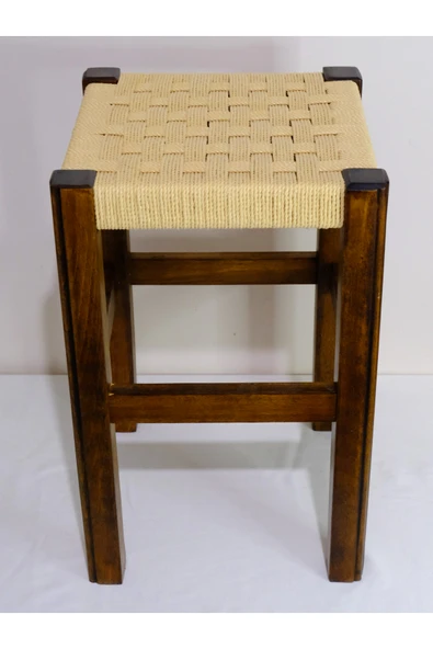 ARMES EV CONCEPT El Yapımı Ahşap Örmeli Hasır Tabure 45 Cm | Şık Ve Zarif Tasarım - Resim 5