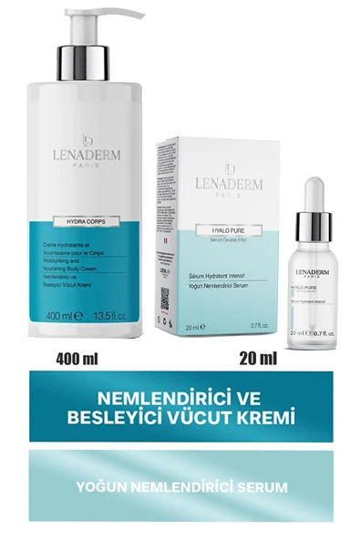 Lenaderm Hyalo Pure Serum 20 ml+Lenaderm Hydra Corps Krem 400 ml ürün görseli