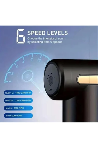 HOTSY Masaj Tabancası Sporcu Masaj Aleti 4 Başlıklı Şarjlı Titreşimli Sporcu Masaj Tabancası - Resim 2