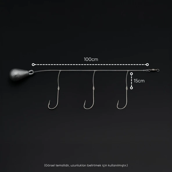 3 İğneli Kurşunlu Beden Takımı - Dip Beden Oltası - Fırdöndülü - 10 gr - 5 Adet - Resim 2