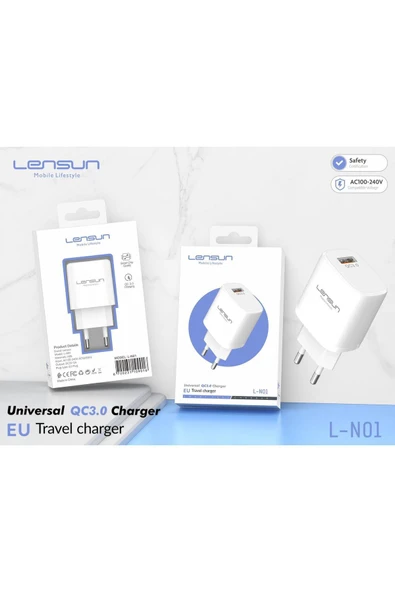 LENSUN Süper Şarj Akım Korumalı 5w Şarj Başlığı Pd/qc/pps Hızlı Şarj Başlığı 5A L-NO1 IPHONE ürün görseli