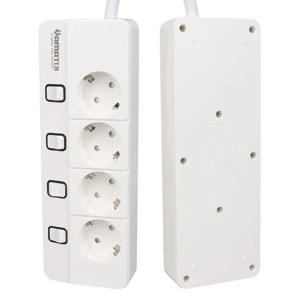 Yamatik X-MAN-104 A-CLASS 4 Lü Ayrı Anahtarlı 2 Metre Akım Korumalı Grup Priz 1400 Joule - Resim 2