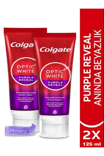 Colgate Optic White Purple Reveal Beyazlatıcı Diş Macunu 125 ml x 2 ürün görseli 1