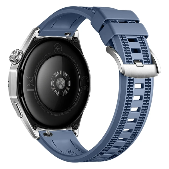 Huawei Watch GT6 46mm İle Uyumlu SportStripe Örgü Desen Metal Tokalı Silikon Akıllı Saat Kordonu  Mavi - Resim 2