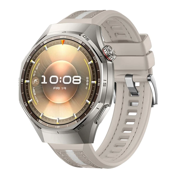 Huawei Watch GT6 Pro 46mm İle Uyumlu SportStripe Örgü Desen Metal Tokalı Silikon Akıllı Saat Kordonu  Starlight ürün görseli