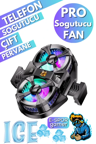 Maybax Telefon Soğutucu Fan Çift Pervaneli 3 kademeli Işıklı Göstergeli Bütün Telefon Modelleri İle Uyumlu ürün görseli