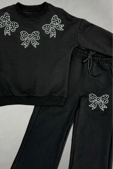 Kız Çocuk Taş Fiyonk Baskılı-2 İplik-Alt-Üst Takım-5-12 Yaş 12436 - Resim 7