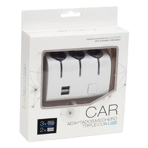Powermaster PM-18952 12V/24V Uyumlu 3 Lü Oto Çakmak Çoklayıcı Ve 2 Li USB Şarj Cihazı - Resim 2