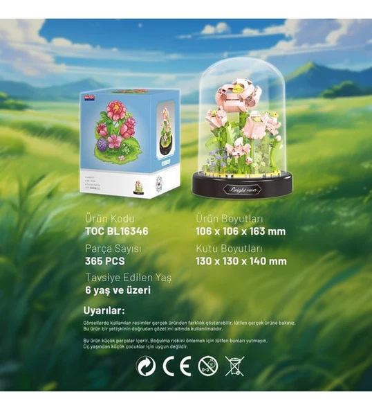 Ctoy Fanuslu Çiçek Serisi Parlak Gül Lego Seti 365 Parça - Resim 2