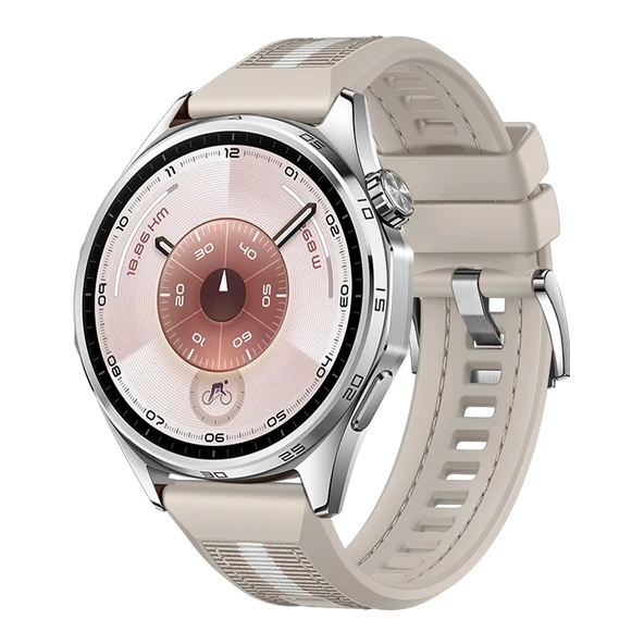 Huawei Watch GT6 46mm İle Uyumlu SportStripe Örgü Desen Metal Tokalı Silikon Akıllı Saat Kordonu  Starlight ürün görseli