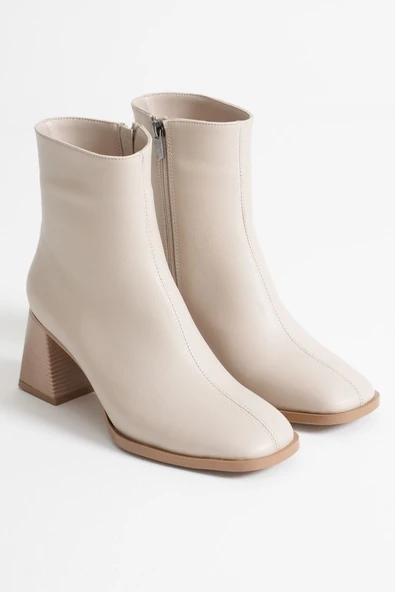 Alenro Kadın Bej Topuklu Bot - Resim 4