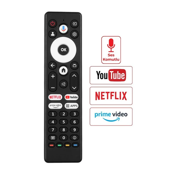 Ayt Arçelik A65 E 795 B Beko B43 D 697 B Grundig 55 GKU 700 Netflix Youtube Prime APPS Ses Komutlu Lcd Led Tv Kumanda - Resim 2
