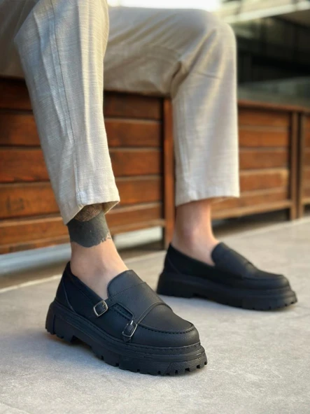 Tokalı Klasik Yüksek Siyah Taban Erkek Ayakkabı - Resim 3