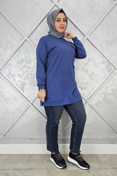 KADIN TAŞ VE DÜĞME DETAYLI TESETTÜR TUNİK - Resim 5