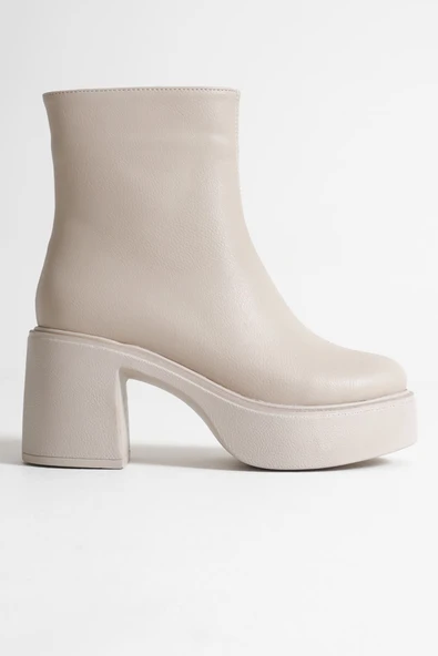 İtek Kadın Bej Topuklu Bot - Resim 3