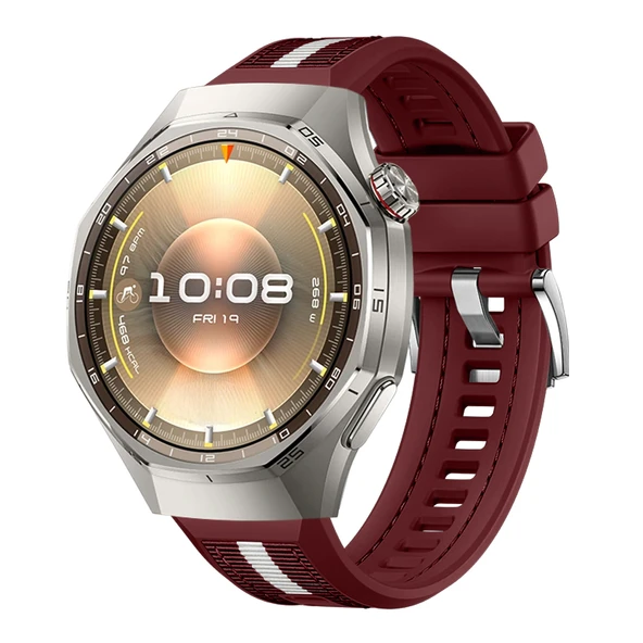 Huawei Watch GT6 Pro 46mm İle Uyumlu SportStripe Örgü Desen Metal Tokalı Silikon Akıllı Saat Kordonu  Mürdüm ürün görseli