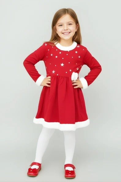Kız Çocuk Yılbaşı Elbisesi 2 İplik Şardonlu 12434 ürün görseli 1
