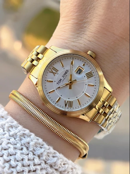 Tom Jones Çelik Kordon Kararma Renk Atma Yapmaz 3 Atm Suya Dayanıklı Kadın Kol Saati BTJ.YN10105.2 ürün görseli 1