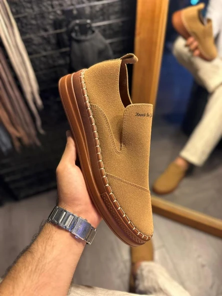 Knack Bağcıksız Mevsimlik Süet Ayakkabı 019 Taba - Resim 2