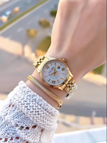 Tom Jones Çelik Kordon Kararma Renk Atma Yapmaz 3 Atm Suya Dayanıklı Kadın Kol Saati BTJ.YN10105.2 - Resim 2