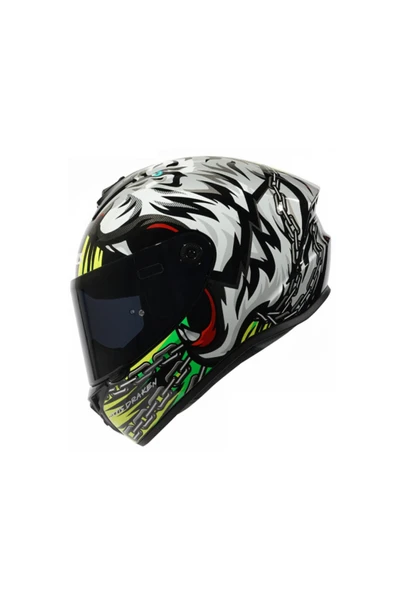 AXXIS Draken S Roar B3 Matt Fluor Yellow Kapalı Motosiklet Kaskı + Yedek Siyah Vizör - Resim 2