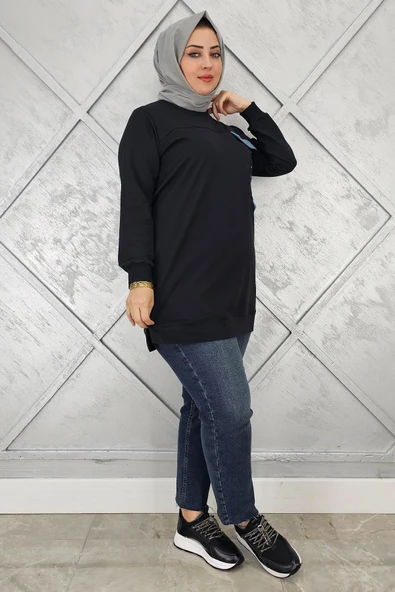 KADIN TAŞ VE DÜĞME DETAYLI TESETTÜR TUNİK - Resim 7