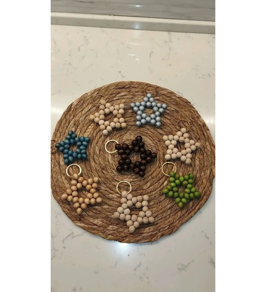 gri tahta Boncuk Yıldız Anahtarlık Düğün Nişan Kına Hediyelik Sünnet Günü Bride To Be Özel Günle (3 adet) ürün görseli