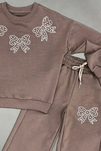 Kız Çocuk Taş Fiyonk Baskılı-2 İplik-Alt-Üst Takım-5-12 Yaş 12436 - Resim 5