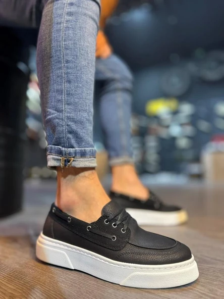 Knack Yüksek Taban Günlük Ayakkabı 700 Siyah (Beyaz Taban) ürün görseli