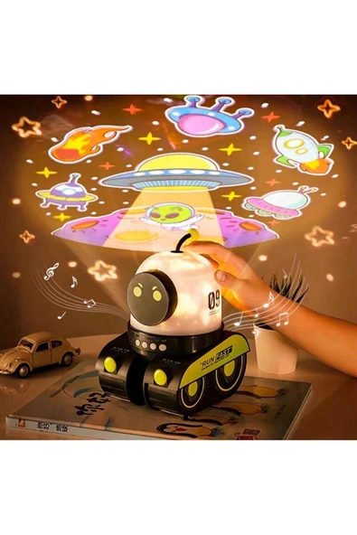 LENSUN Robot Projeksiyon Gece Lambası Hoparlörlü Şarjlı Yıldızlı Gökyüzü Temalı LED Projeksiyon Lambası - Resim 2