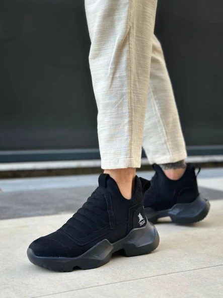 Bağcıksız Rahat Yüksek Siyah Taban Siyah Süet Erkek Spor Yarım Bilek Bot ürün görseli