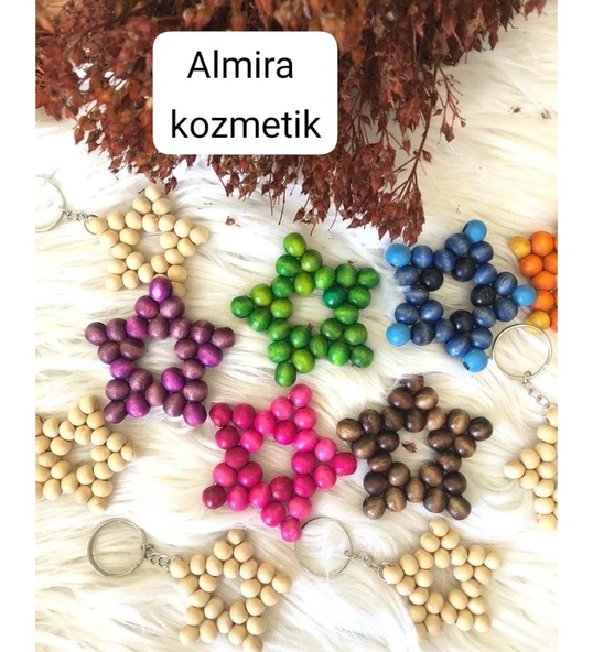 yeşil tahta Boncuk Yıldız Anahtarlık Düğün Nişan Kına Hediyelik Sünnet Günü Bride To Be Özel Günle (3 adet) ürün görseli