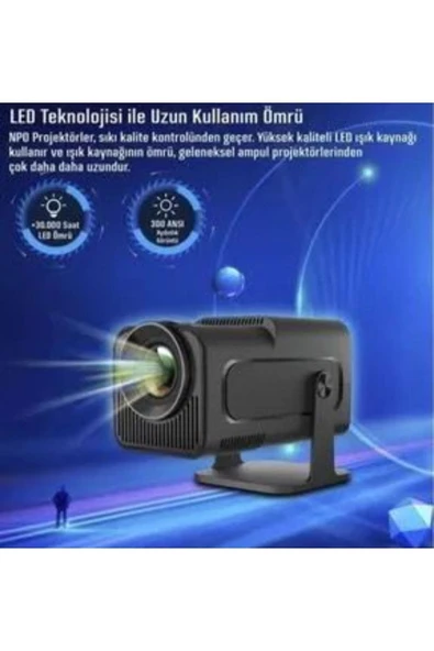 LENSUN Hy320 Mini Siyah Taşınabilir Sinema Projektörü 4k 720p Ev Sineması Bluetooth Android Projeksiyon - Resim 4