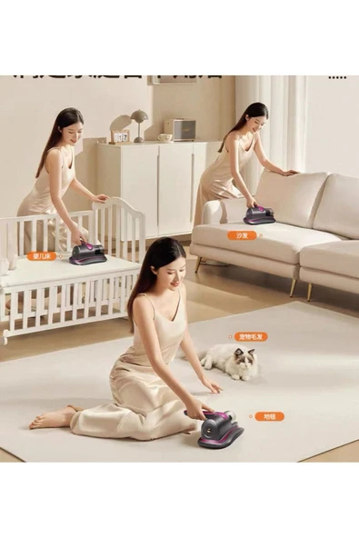 LENSUN Kablosuz Mini Şarjlı Uv-c Işınlı Akar Çarşaf Koltuk Kedi Köpek Tüy Temizleme El Gırgır Süpürgesi - Resim 7