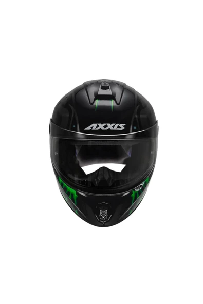 Axxıs Draken S Maori Devil B6 Matt Green Kapalı Motosiklet Kaskı + Yedek Siyah Vizör - Resim 2