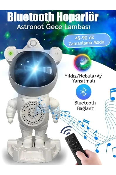 ALYASHOP Astronot Bluetooth Hoparlör Galaxy Bulutsusu Ay Tavan Gökyüzü Projektör Zamanlayıcı G... ürün görseli