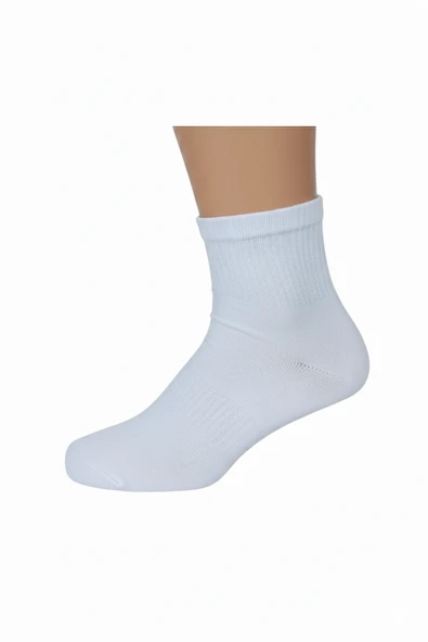 Kuzen Dikişsiz Yarım Konç  Beyaz Bambu Erkek Çorap 6 Adet - Resim 2